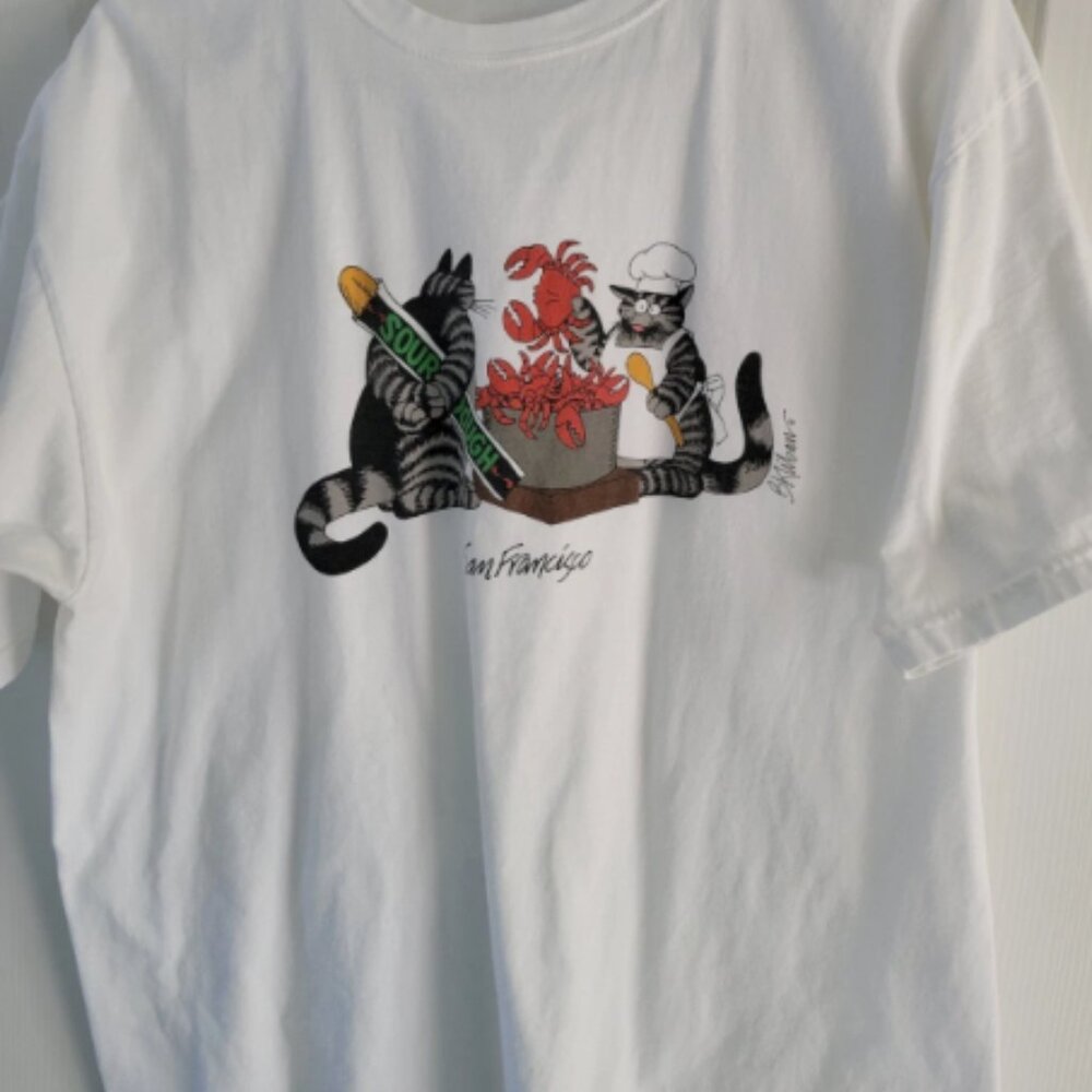 Cat Chef Graphic T-Shirt – Lobster Pot Art Tee – San Francisco Novelty